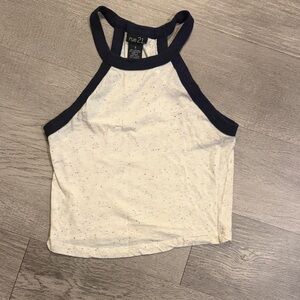Rue21 Women's Cream and Navy Tank Top